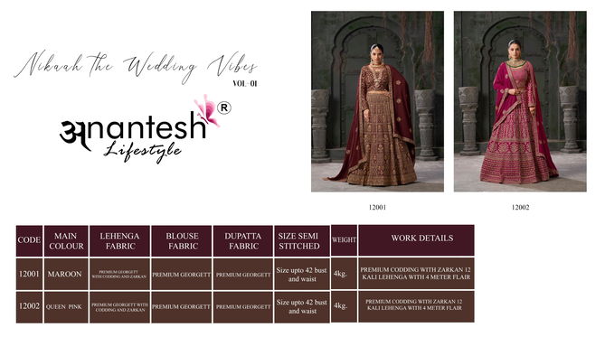 Nikaah The Wedding Vibes Vol 1 By Anantesh Bridal Lehenga Choli Collection